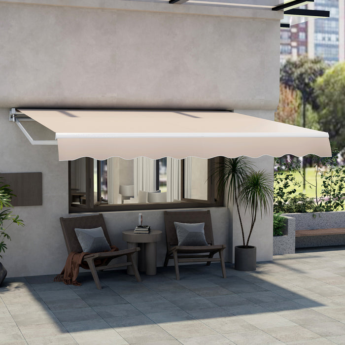 12 x 10 Feet Patio Retractable Awning Aluminum Sunshade Shelter-Beige