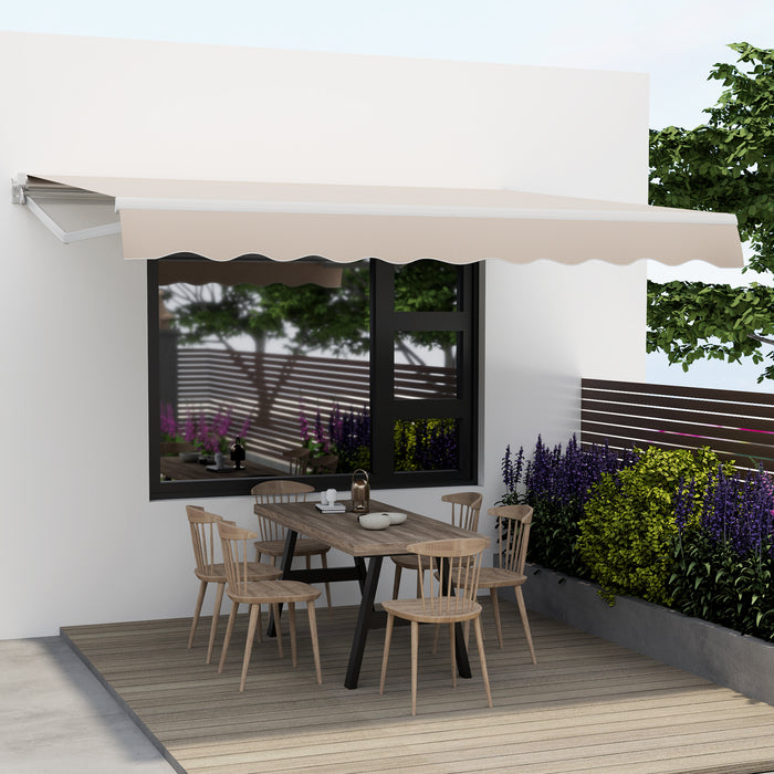 12 x 10 Feet Patio Retractable Awning Aluminum Sunshade Shelter-Beige