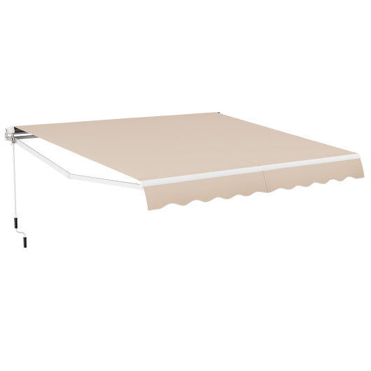 12 x 10 Feet Patio Retractable Awning Aluminum Sunshade Shelter-Beige