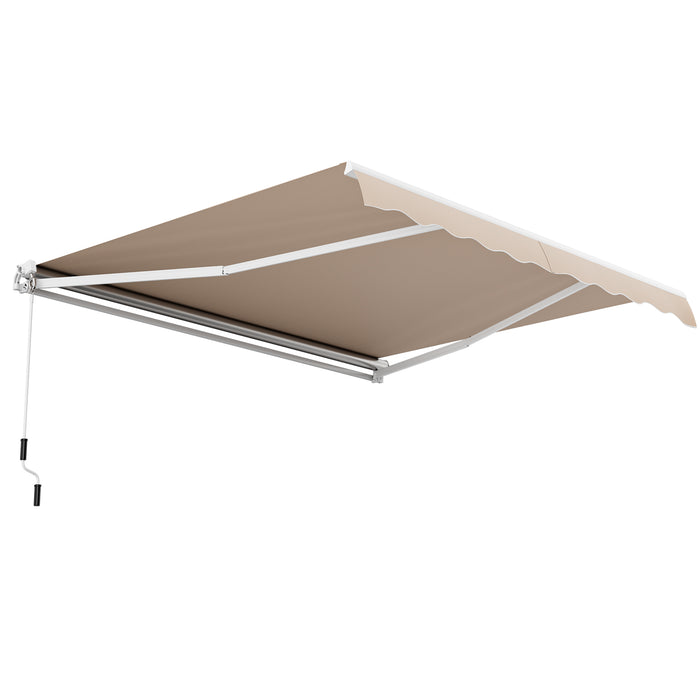 12 x 10 Feet Patio Retractable Awning Aluminum Sunshade Shelter-Beige