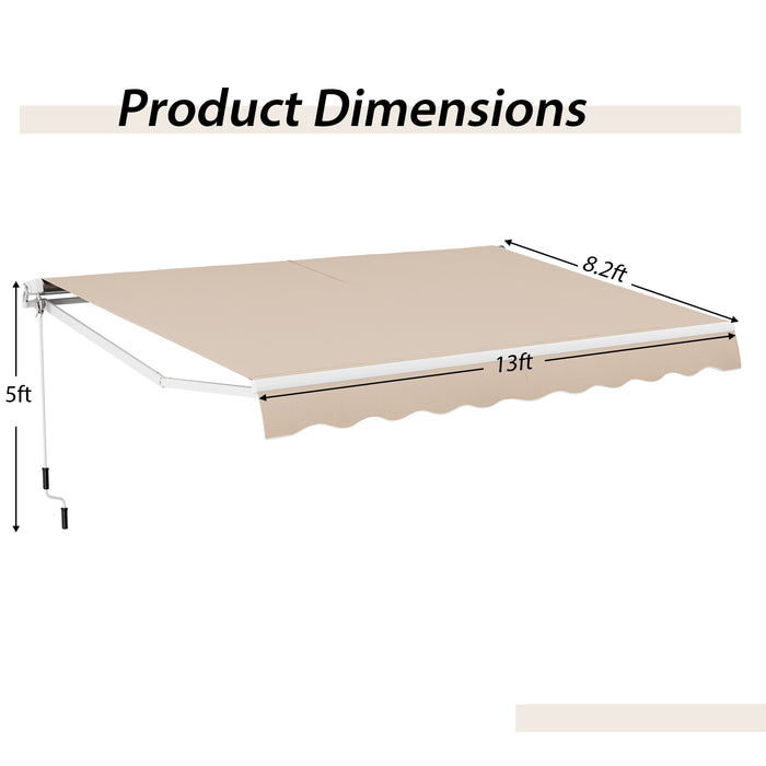 13 Ã— 8 Feet Retractable Patio Awning Aluminum Deck Sunshade-Beige