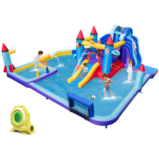 Rocket Theme Inflatable Water Slide Park with 950W Blower