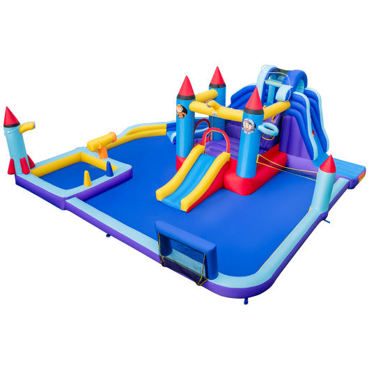 Rocket Theme Inflatable Water Slide Park with 1100W Blower