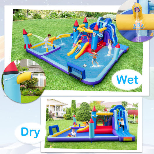 Rocket Theme Inflatable Water Slide Park with 1100W Blower