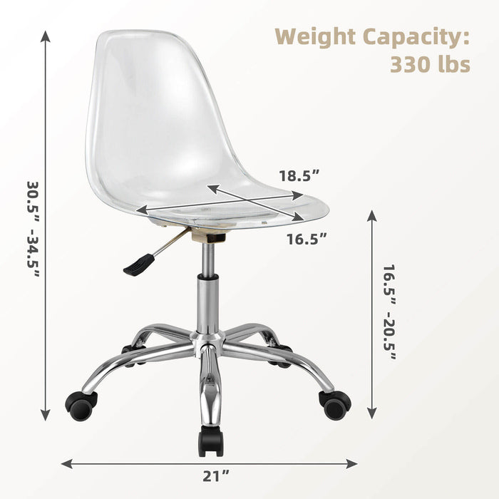 Swivel Acrylic Armless Adjustable Height Office Chair