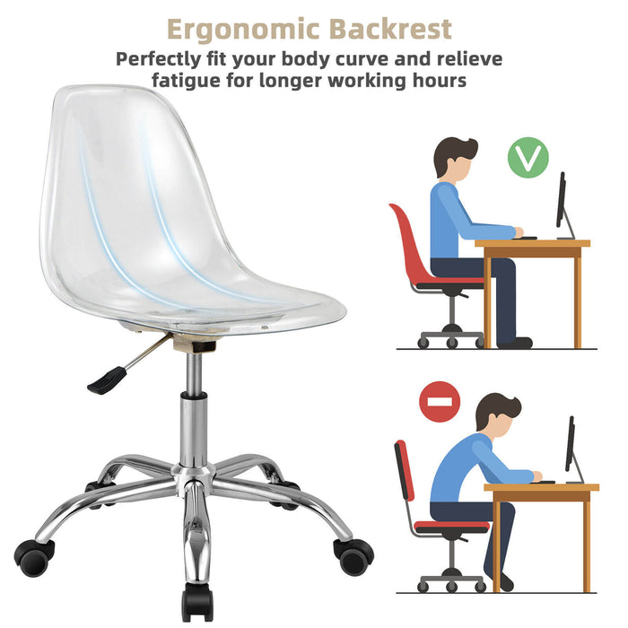 Swivel Acrylic Armless Adjustable Height Office Chair