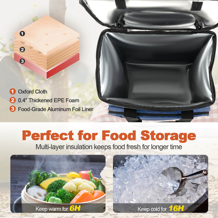 50-Can Large Leakproof Rolling Cooler with Detachable Bottom Plate-Dark Blue