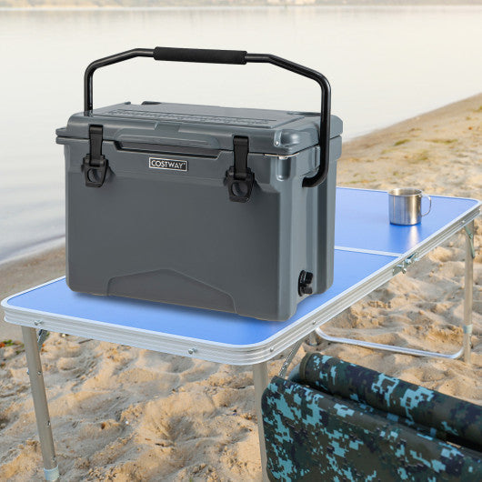 25 QT Hard Cooler with Aluminum Handle and Integrated Cup Holders-Gray