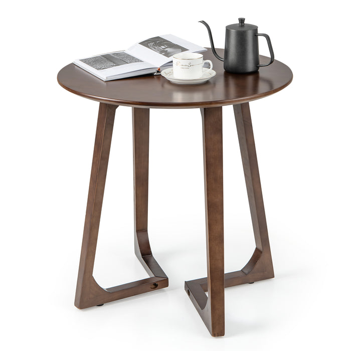 24 Inch Round End Table with Adjustable Foot Pads-Brown