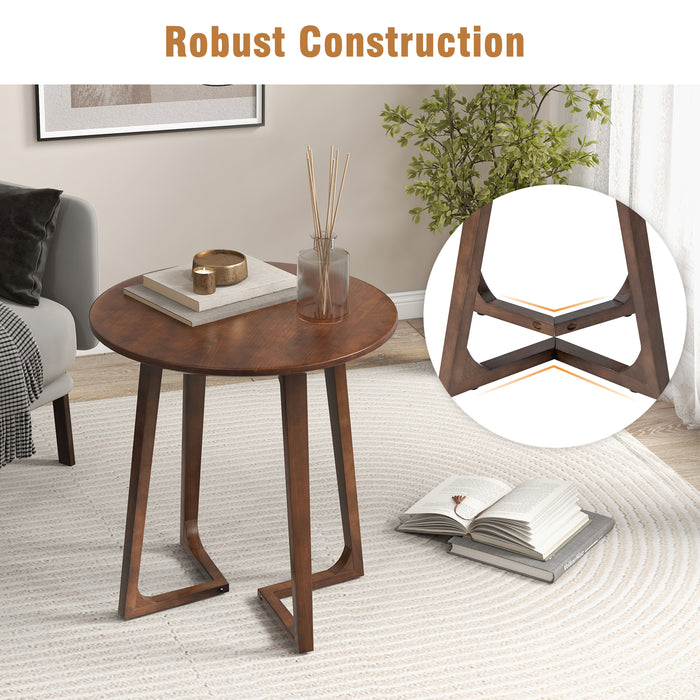 24 Inch Round End Table with Adjustable Foot Pads-Brown