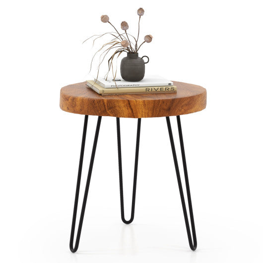 Round Reclaimed Recycled Indonesia Teak Wood End Table