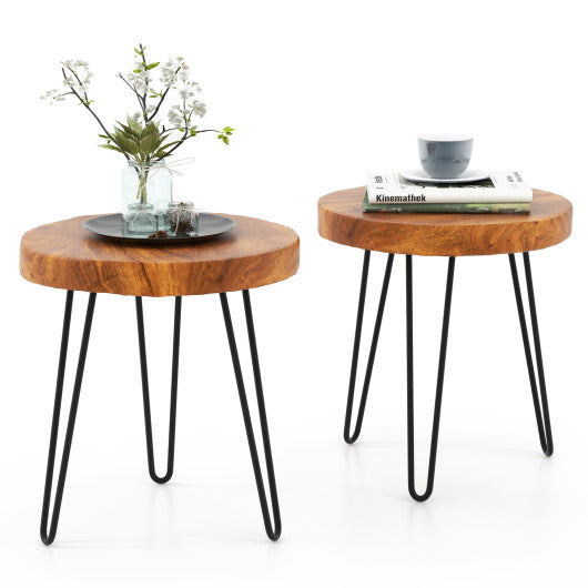 Round Reclaimed Recycled Indonesia Teak Wood End Table