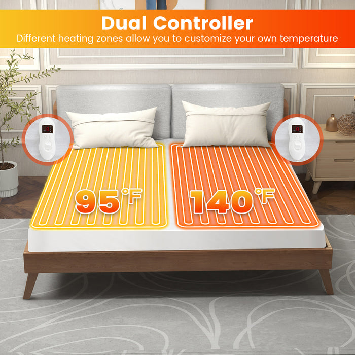 Safe Electric Heated Mattress Pad with 4 Size 8 Temperature 10-Hour Timer-Twin size