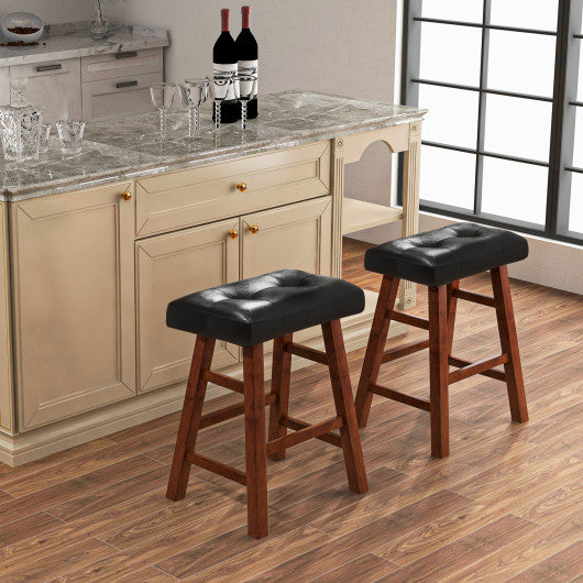 Set of 2 Modern Backless Bar Stools with Padded Cushion-24 inches