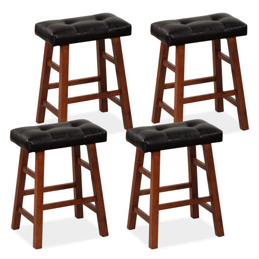 Set of 2 Modern Backless Bar Stools with Padded Cushion-24 inches