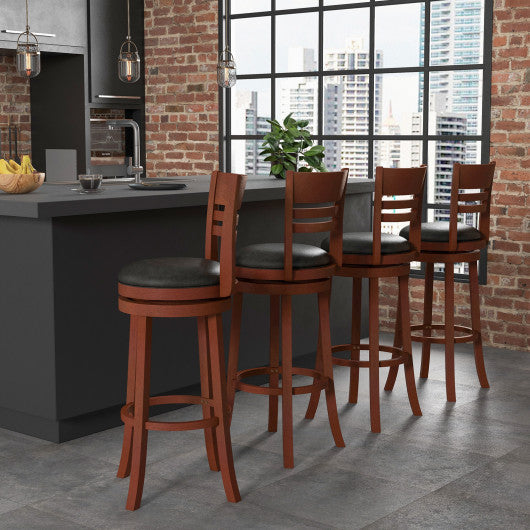 Set of 2 360Â° Bar Stools with PU Upholstered Seats-Brown