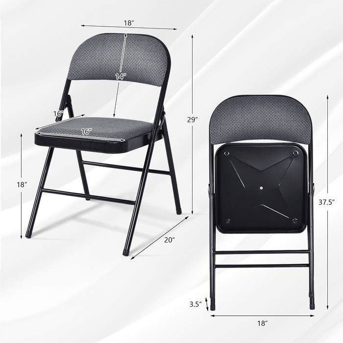 2 PCS Folding Chair Set with Upholstered Seat and Fabric Covered Backrest