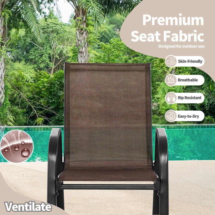 Set of 2 Heavy-Duty Metal Patio Rocking Chair with Breathable Seat Fabric-Brown