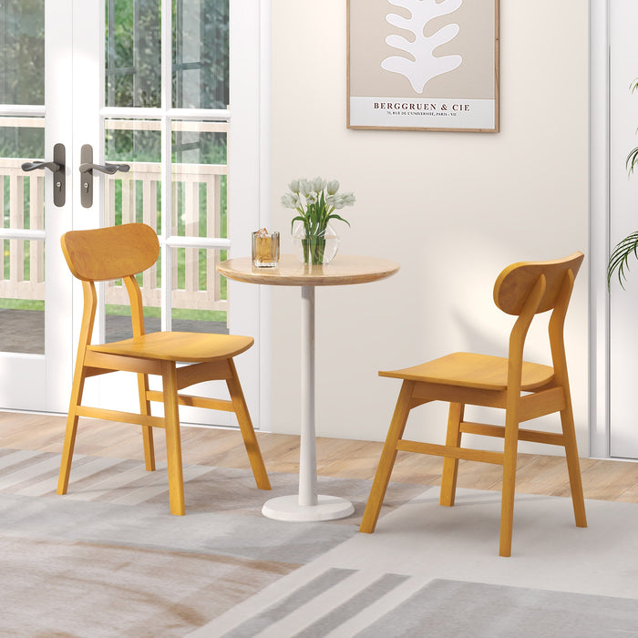 Set of 2 Modern Dining Chairs with Curved Backrest and Seat-Natural