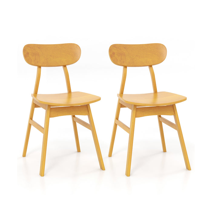 Set of 2 Modern Dining Chairs with Curved Backrest and Seat-Natural