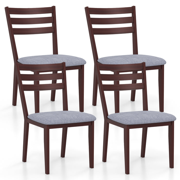 Set of 2 Upholstered Armless Kitchen Chair with Solid Rubber Wood Frame