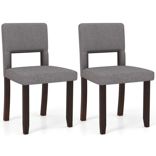 Set of 2 Wooden Dining Chair with Acacia Wood Frame Padded Seat and Back-Gray