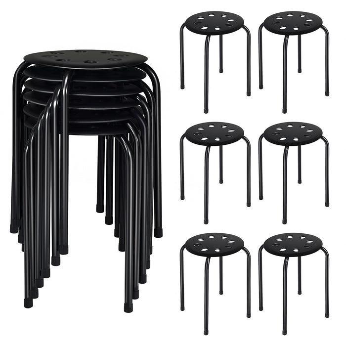 Set of 6 Portable Plastic Stack Stools-Black