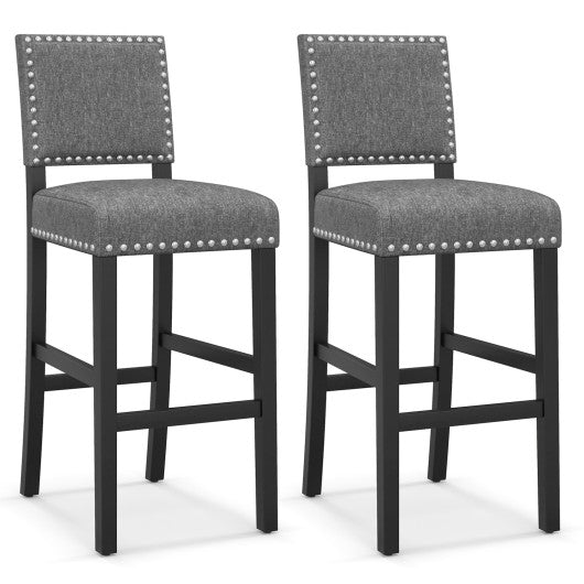 38.5/43.5 Inch Set of 2 Counter Height Chairs with Solid Rubber Wood Frame-M