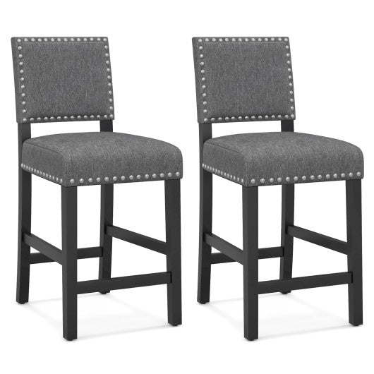 38.5/43.5 Inch Set of 2 Counter Height Chairs with Solid Rubber Wood Frame-S