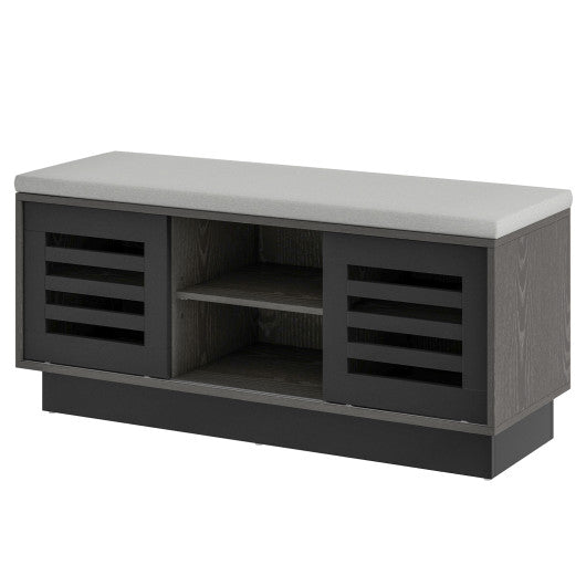 Shoe Bench with 6 Storage Compartments and 3 Adjustable Shelves-Gray