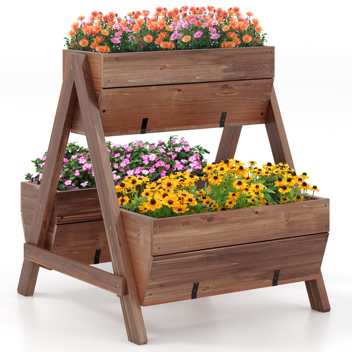 Vertical Raised Garden bed with 3 Wooden Planter Boxes-S