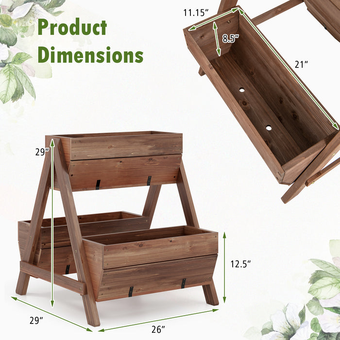 Vertical Raised Garden bed with 3 Wooden Planter Boxes-S