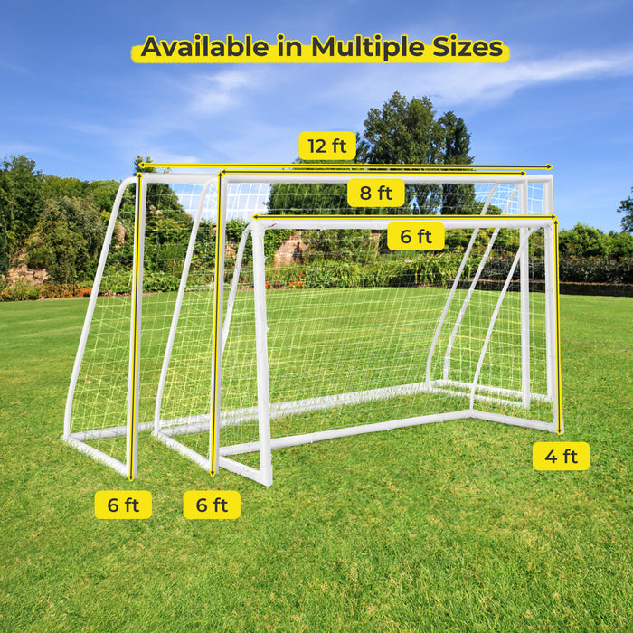 12' x 6'/8' x 6'/6' x 4' Soccer Goal with Ground Stakes and Soccer Cones