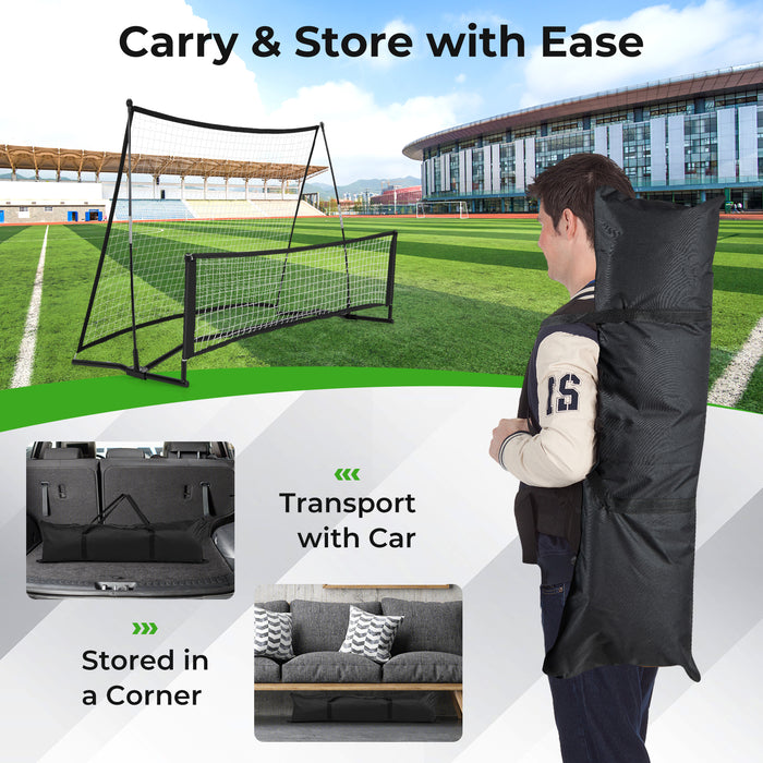 2-in-1 Portable Soccer Rebounder Net with Carrying Bag