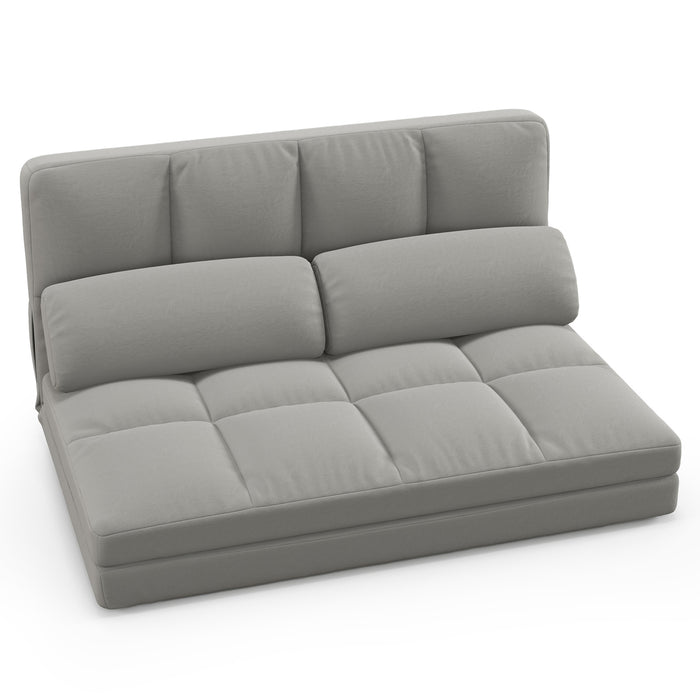 Floor Sofa Bed with 6 Positions Adjustable Backrest  Skin-friendly Velvet Cover-Light Gray