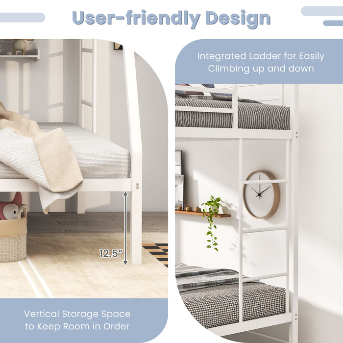 Space-saving Metal Slatted Bed Frame for Teens and Adults Noise-free No Box Spring Needed-White