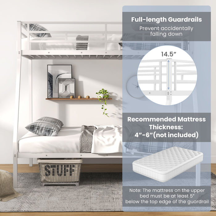 Space-saving Metal Slatted Bed Frame for Teens and Adults Noise-free No Box Spring Needed-White