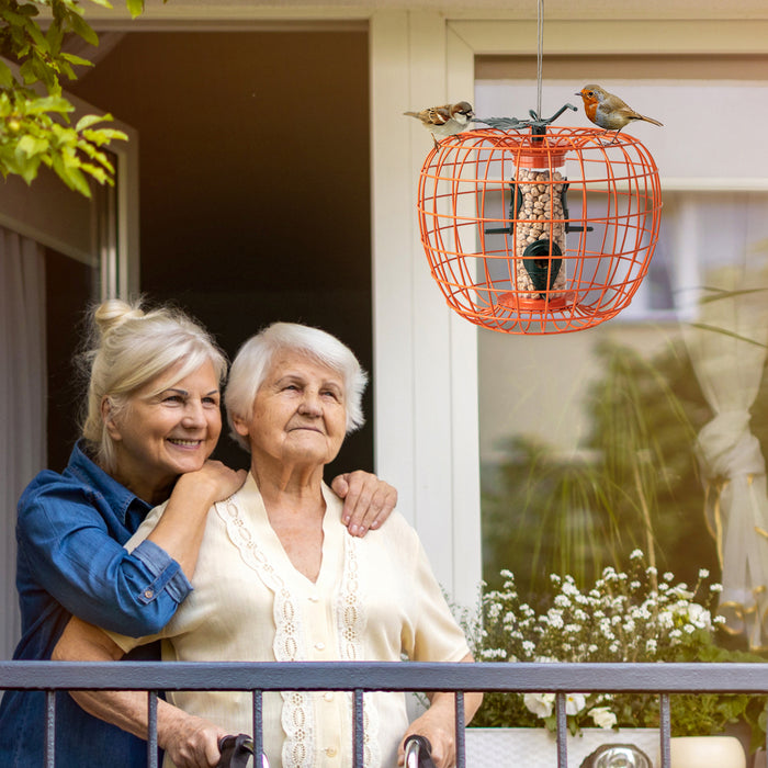 Squirrel-Proof Pumpkin Bird Feeder with Cage and 4 Metal Ports