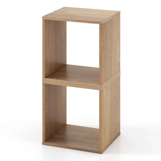 2 Cubes Stackable Bookcase for Living Room and Study-Natural