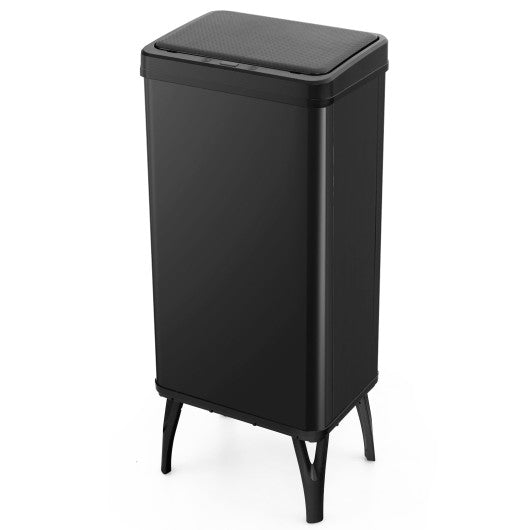 13.2 Gallon Stainless Steel Trash Can with Stay-on Lid and Soft Closure-Black