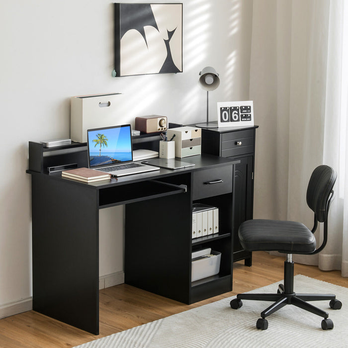 Study Laptop Table with Drawer and Keyboard Tray-Black