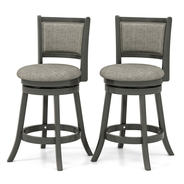 Swivel Bar Stools Set of 2 with Soft-padded Back and Seat-S