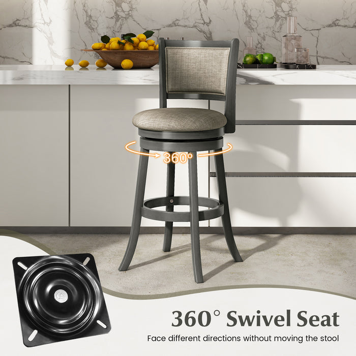 Swivel Bar Stools Set of 2 with Soft-padded Back and Seat-L