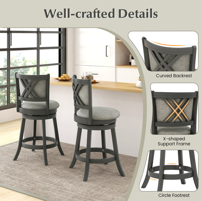 Swivel Bar Stools Set of 2 with Soft-padded Back and Seat-S