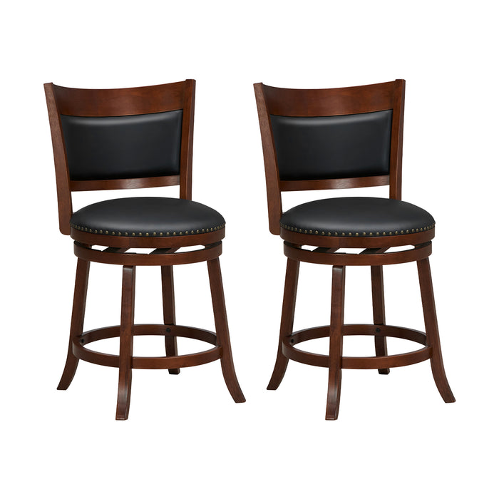 Swivel Bar Stools Set of 2 with 20 Inch Wider Cushioned Seat-Brown