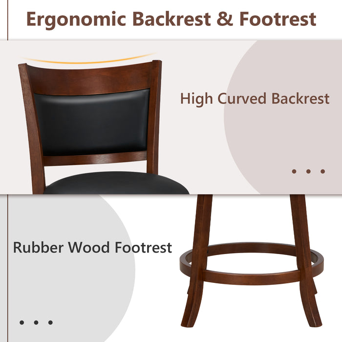 Swivel Bar Stools Set of 2 with 20 Inch Wider Cushioned Seat-Brown