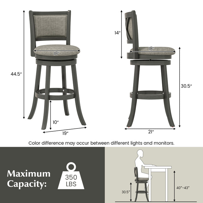 Swivel Bar Stools Set of 2 with Soft-padded Back and Seat-L