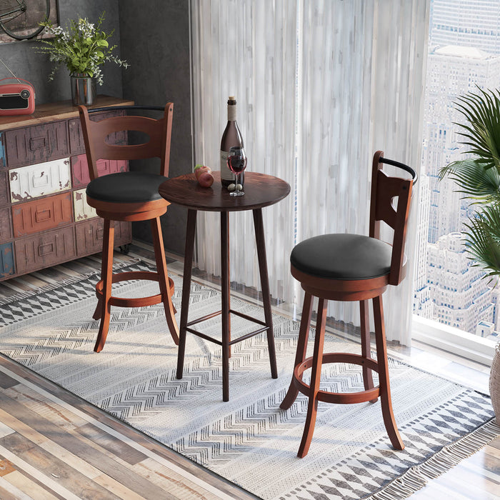 2 Pieces 24/29 inch Swivel Bar Stools with Curved Backrest and Seat Cushions-29 inches