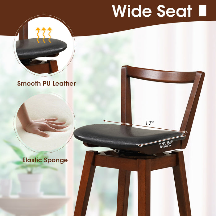 Swivel Upholstered PU Leather Stool with Backrest and Cushioned Seat-30.5 inches