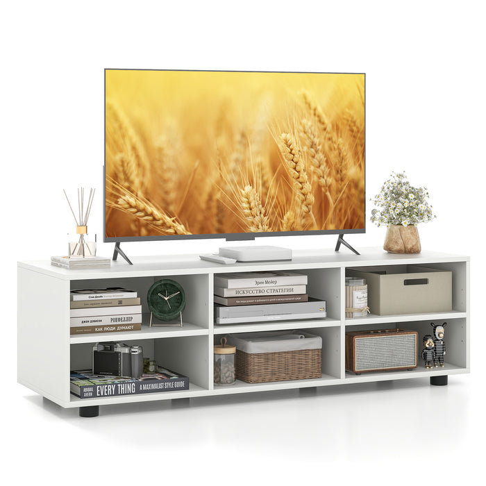 TV Stand for TV up to 55 Inch with 6 Storage Compartments-White